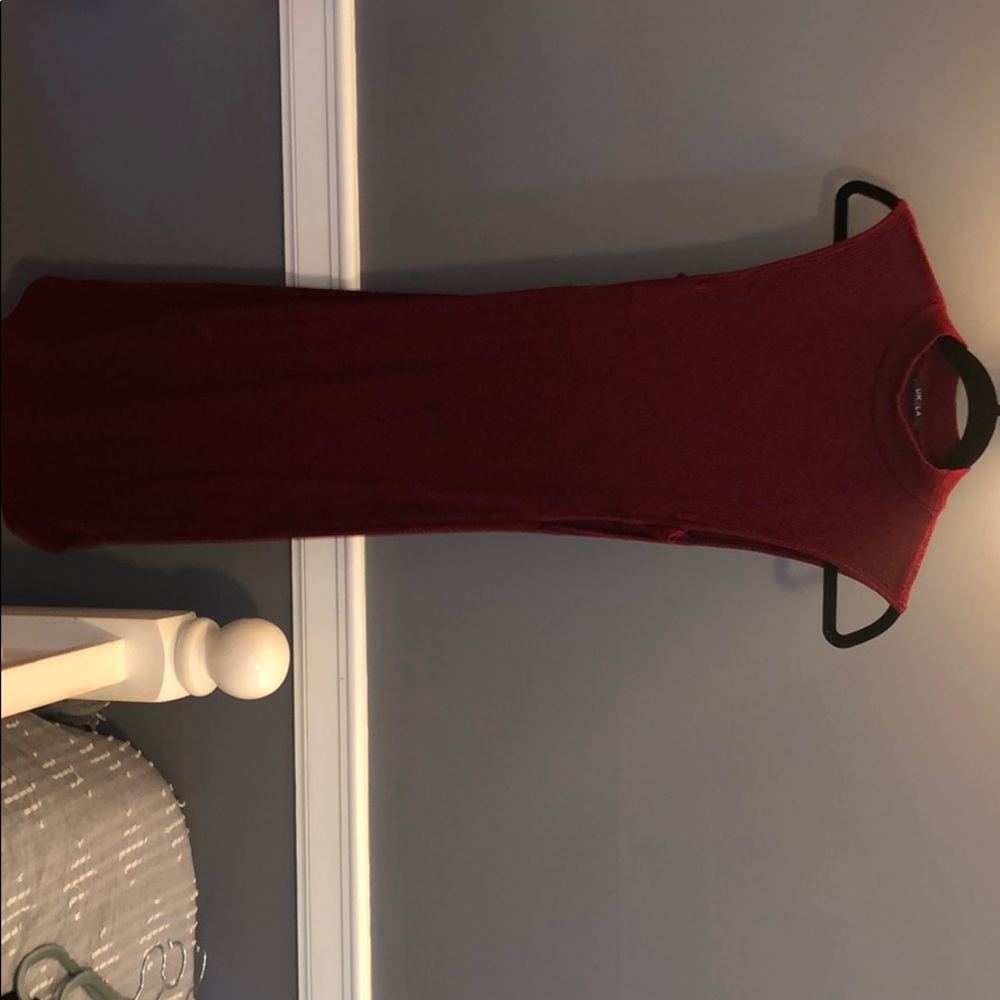 Burgundy red high neck dress